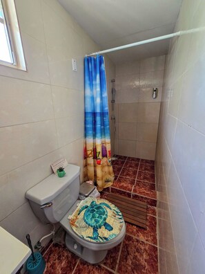 Dusche, Handtücher, Seife, Toilettenpapier