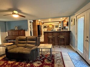 Smart TV, DVD player, books, video library