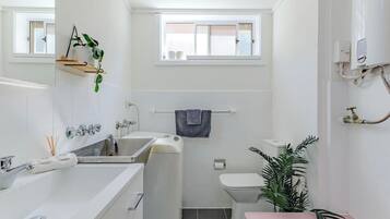 Asciugacapelli, asciugamani, sapone, shampoo