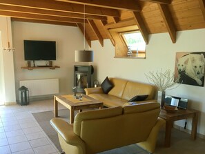 Fernseher, Kamin, DVD-Player