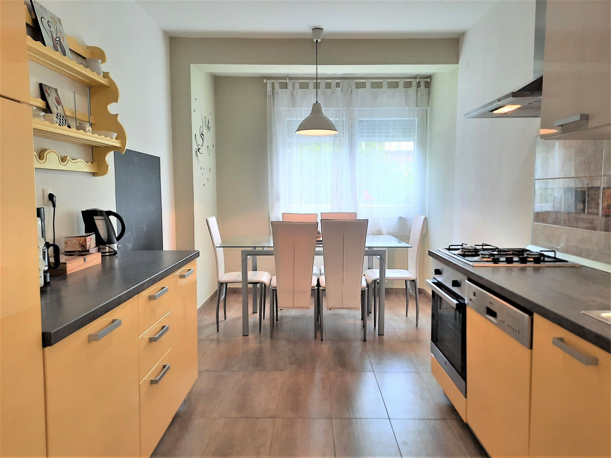 Fridge, microwave, oven, dishwasher