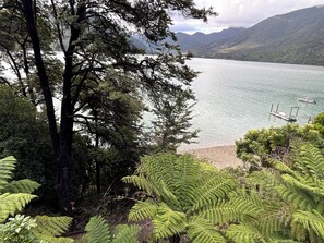On the beach, sun loungers