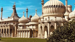 A large, ornate building with multiple domes and minarets, featuring intricate architectural details and a spacious courtyard. - Steps from Beach & Lanes | Stylish Brighton (Brighton and Hove)