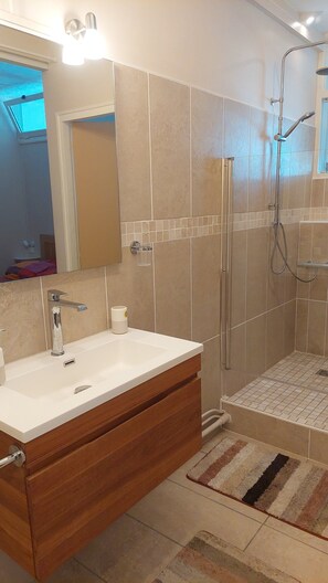 Shower, towels, soap, toilet paper - Large apartment for 2 people in the Golden Square of Saint Denis (Saint-Denis)