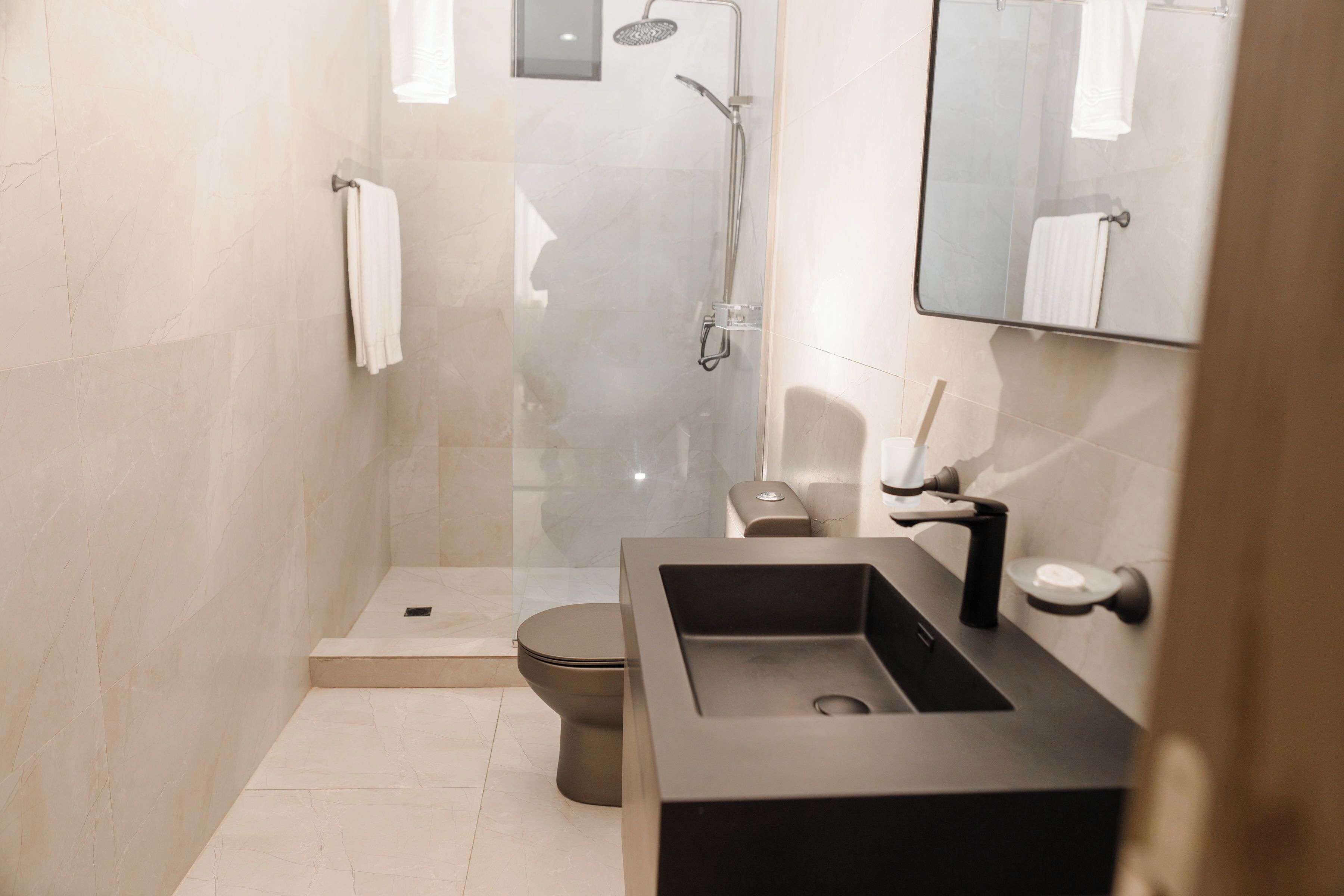 Classic Apartment, Balcony, City View | Bathroom | Shower, towels, soap, toilet paper