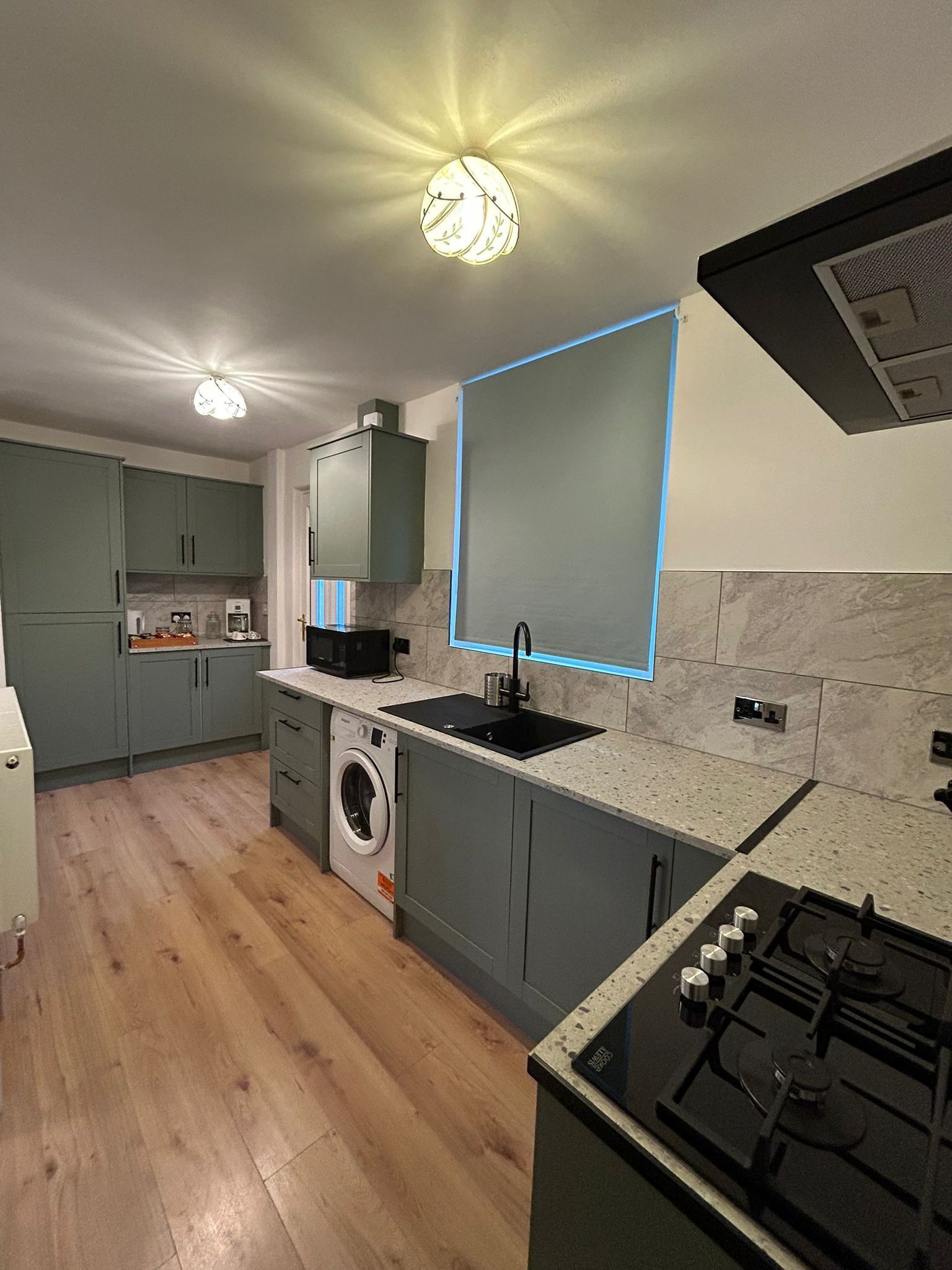 Fridge, microwave, oven, coffee/tea maker