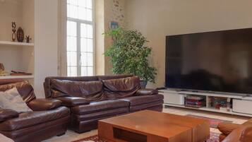 Televisión y chimenea