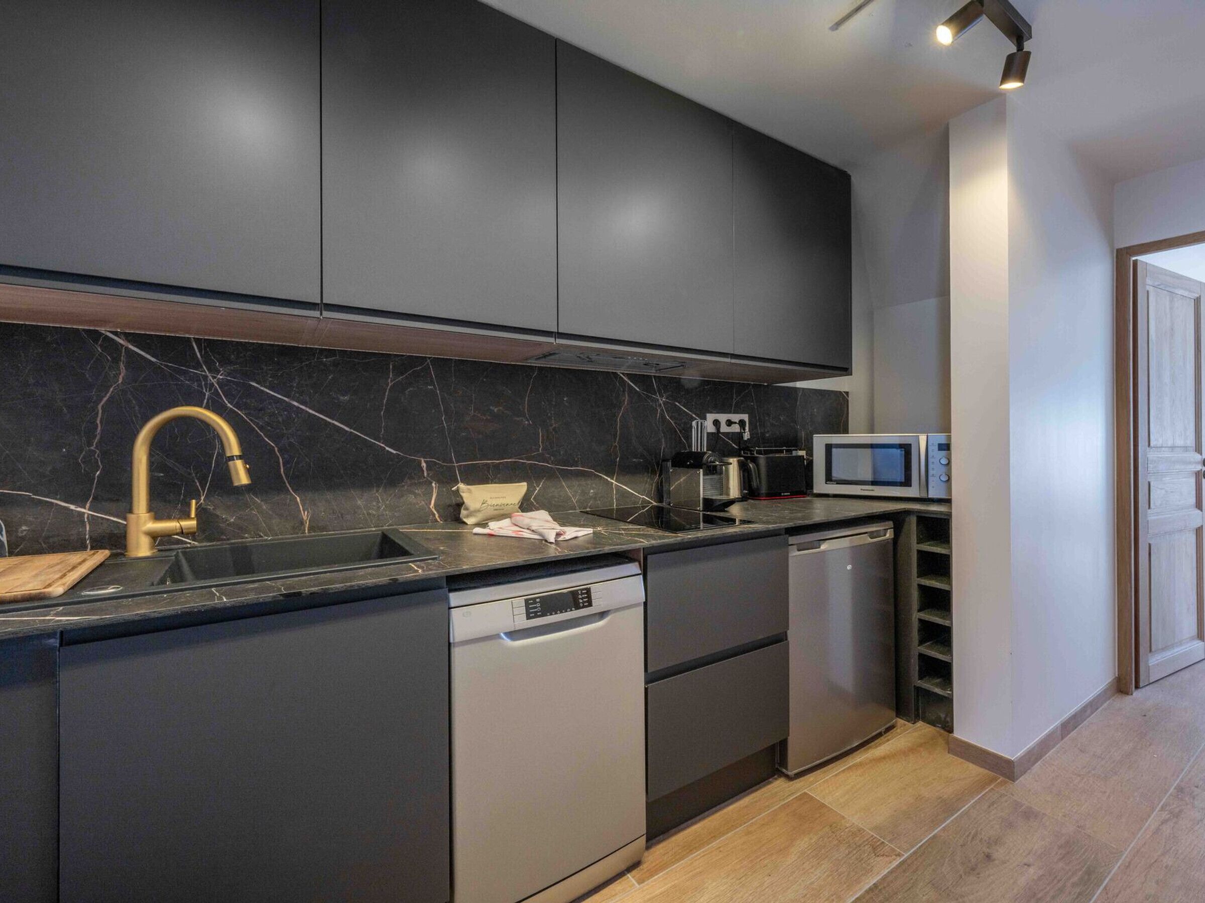 Fridge, microwave, dishwasher