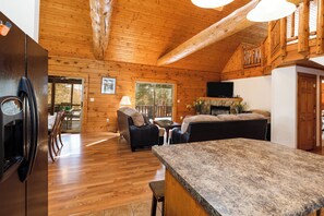 TV, fireplace - Snug 3 BR Cabin Hideaway • Private Hot Tub • Dog Friendly (Galena)