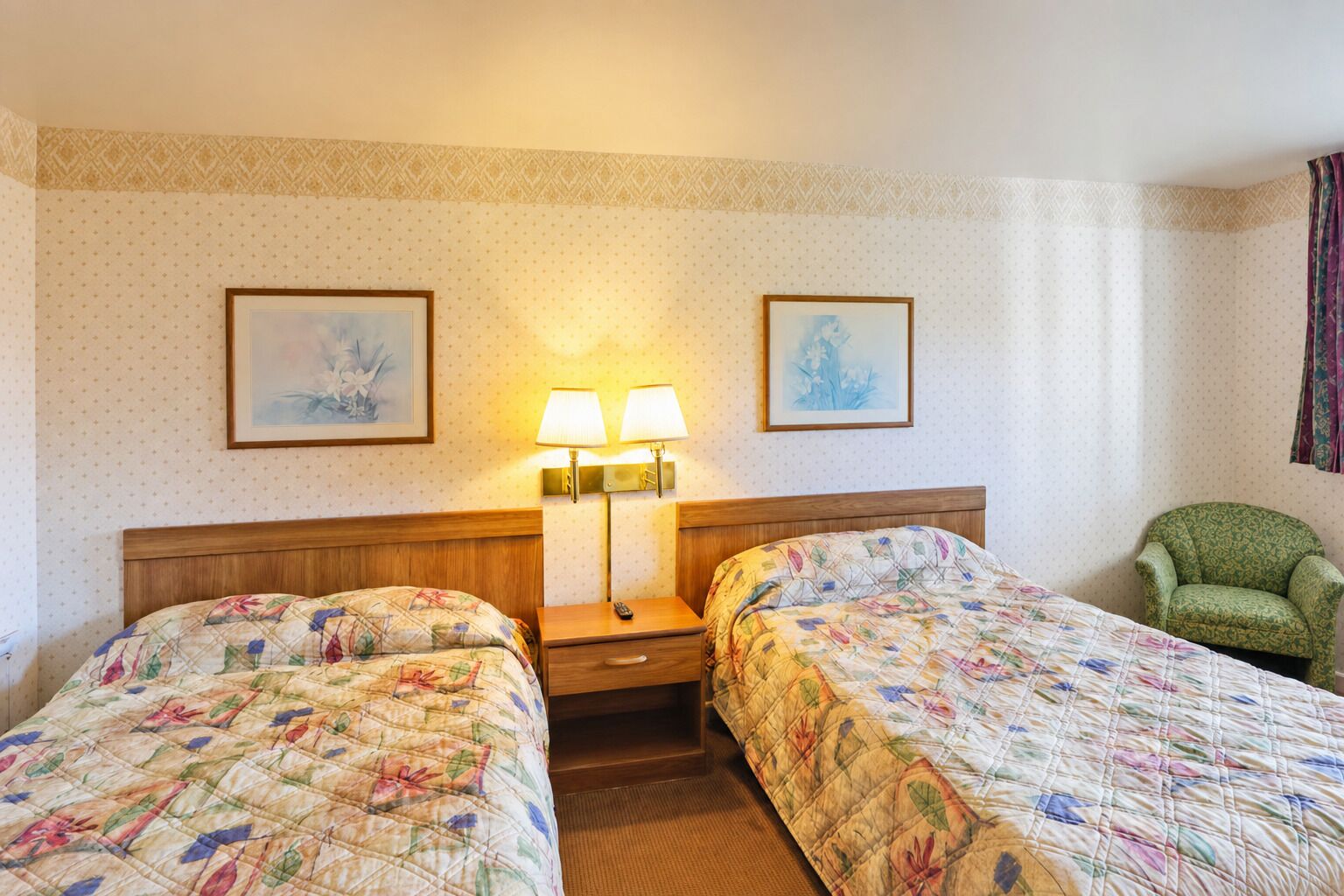 Unwind under warm lamps and sink into cozy quilts.