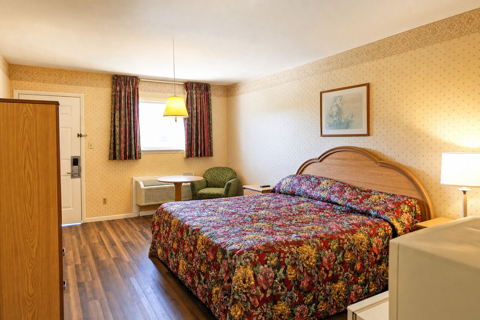 Unwind in a spacious room with cozy seating nook.
