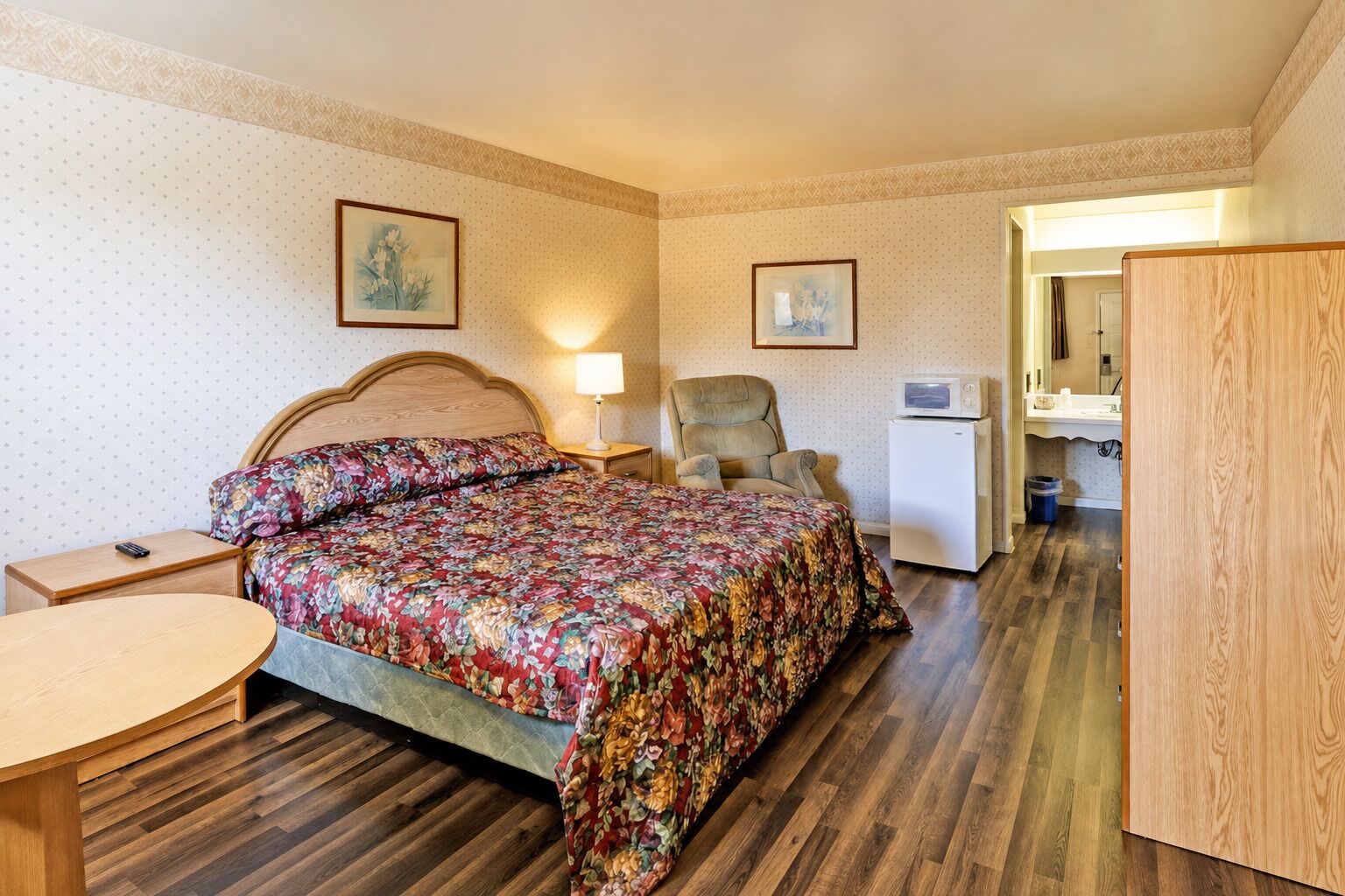 Settle into the inviting king bed after a long day.