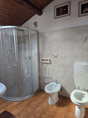 Shower, hair dryer, bidet, towels - Villa Lauretta detached, 2 steps from the beach (Viareggio)