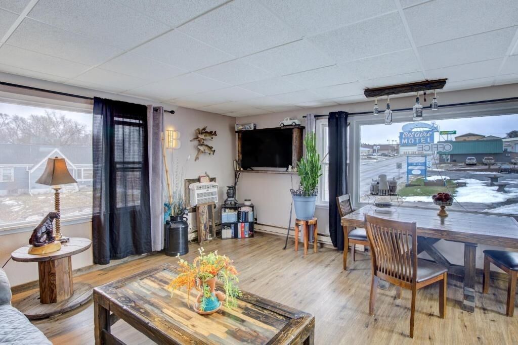 Relax in the airy lounge with wide views and cozy seating.