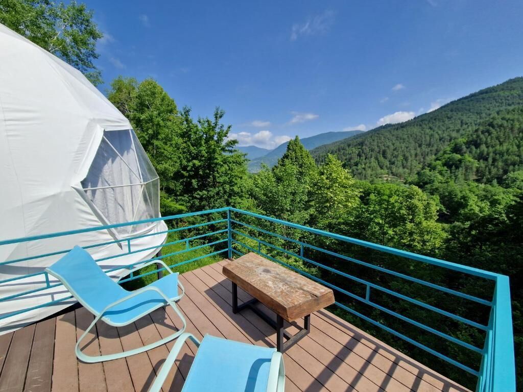 Tente, balcon, vue montagne | Restauration extérieure