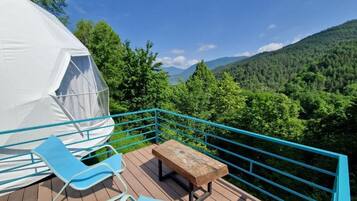 Tente, balcon, vue montagne | Restauration extérieure