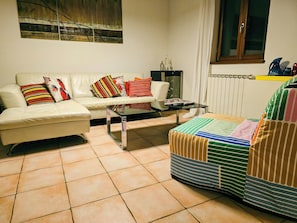 Smart TV, chimenea, reproductor de DVD, libros