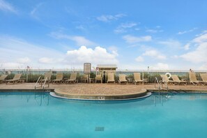 A swimming pool with lounge chairs and a no diving sign. - Rates reduced, shorter stays welcome! Gulf front amazing views. (Destin)