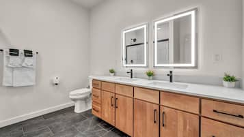 Executive Apartment, 1 King Bed with Sofa bed, Non Smoking, Kitchen | Bathroom | Shower, hair dryer, towels, soap