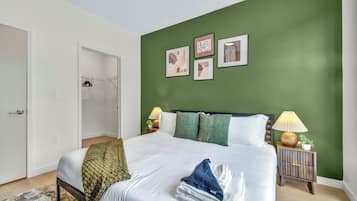 Deluxe Apartment, 1 Bedroom, Non Smoking | Desk, laptop workspace, blackout drapes, iron/ironing board