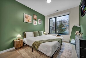 Appartement Exécutif, 1 très grand lit et 1 canapé-lit, non-fumeurs, cuisine | Bureau, espace de travail pour ordinateur portable, rideaux occultants