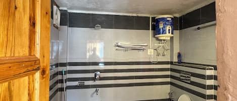 Hair dryer, bidet, towels, soap