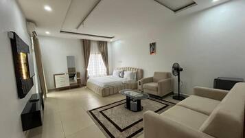 Desk, laptop workspace, blackout curtains, soundproofing