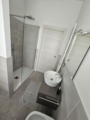 Suihku, hiustenkuivaaja, bidee, pyyhkeet