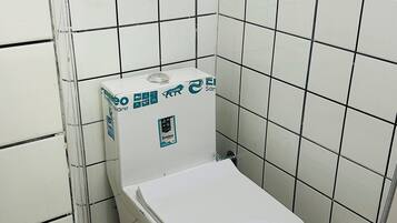 Shower, soap, toilet paper