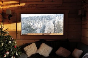 Living area - Large family chalet Heritage Chalet (la joue du loup)
