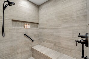 Shower, hair dryer, towels, soap - New! Private Waterfall! King Suite~Pet Friendly (Burnsville)