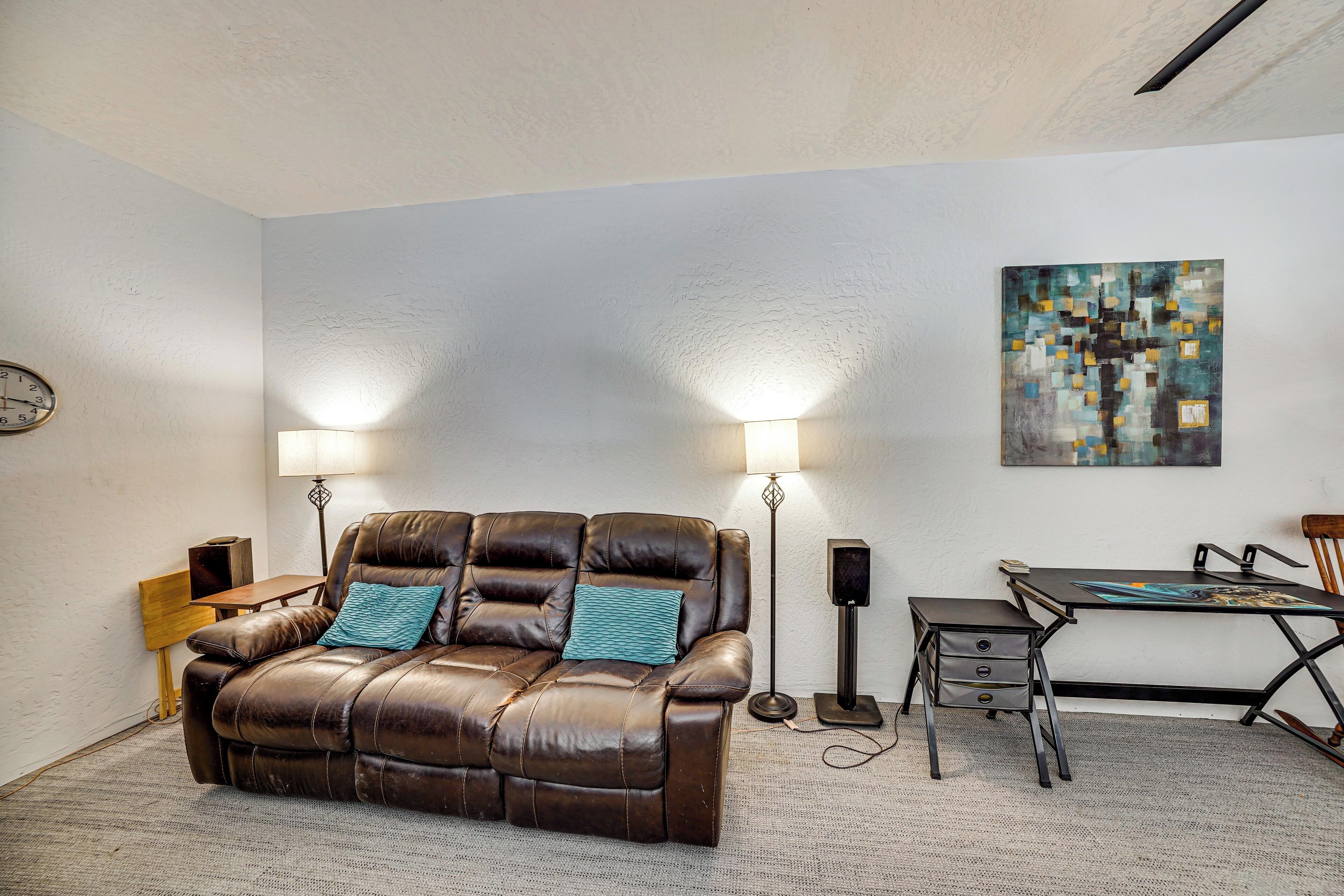 TV, fireplace, video library, stereo