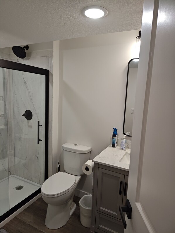Shower, hair dryer, towels, soap - Newer No-Pet No-Smoking home in quiet family neighborhood Manhattan, KS (Manhattan)