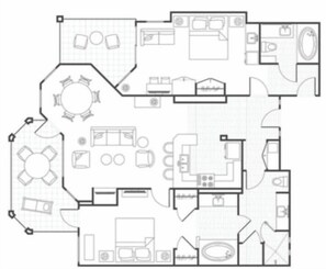 Floor plan - 2-bedroom Villa @ Marriott's Desert Springs Villas II - Vacation Rental (Palm Desert)