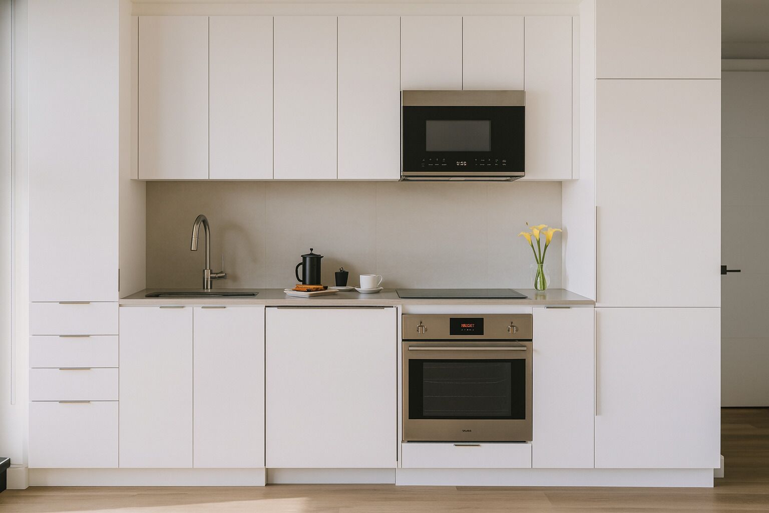 Full-size fridge, microwave, oven, stovetop