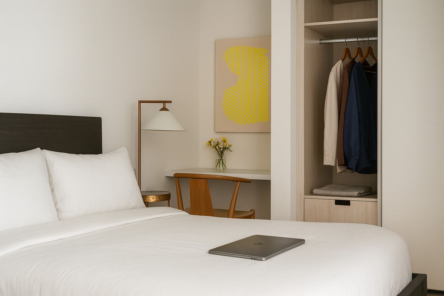 Laptop workspace, iron/ironing board, free WiFi