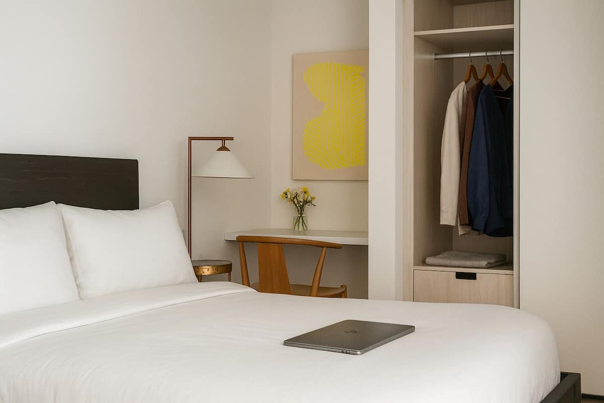 Laptop workspace, iron/ironing board, free WiFi