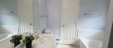Shower, bidet, towels, soap