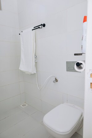 Dusche, Bidet, Handtücher, Seife
