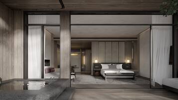 Värdeförvaringsskåp på rummet och mörkläggningsgardiner