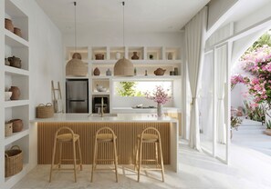Chambre Luxe, vue jardin | Cuisine privée