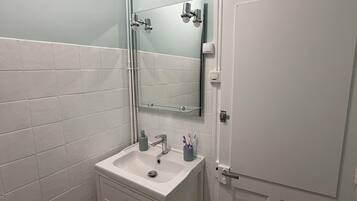 Shower, hair dryer, toilet paper