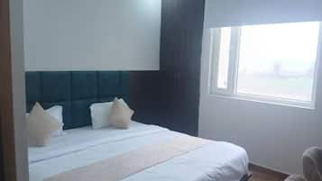 Sengetøy i egyptisk bomull, sengetøy av topp kvalitet og safe på rommet