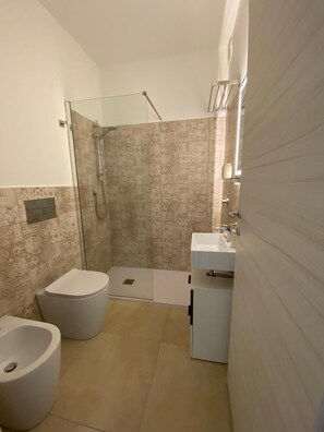 Ducha, secador de pelo, bidé y toallas