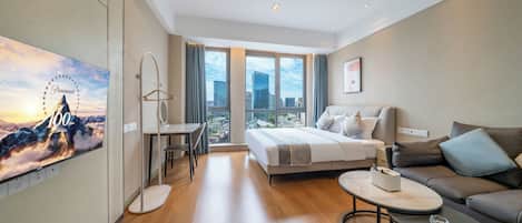 Comfort Room, 1 King Bed, Kitchen, City View | View from room