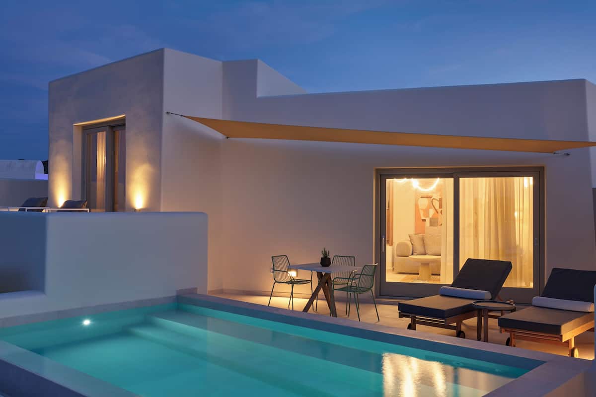 One Bedroom Villa Sea View with Private Pool | Biancheria da letto di alta qualità, una cassaforte in camera