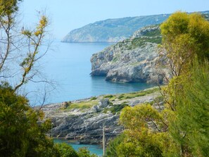 A coastal landscape with rocky terrain and a clear view of the sea. - La Casetta Di Novaglie - Puntaverde Con Vista Mare (Alessano)