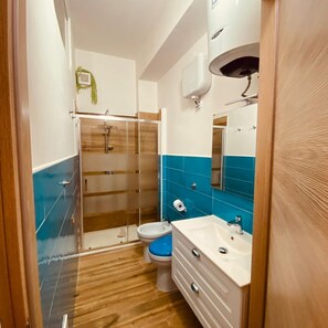 Ducha, secador de pelo y toallas