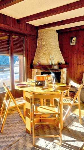 Apartment, 1 Bedroom, Smoking, Balcony | Dining room - Charming Vintage Flat Near Spa & Slopes (Leytron)
