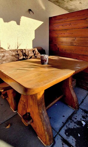 Apartment, 1 Bedroom, Smoking, Balcony | Outdoor dining - Charming Vintage Flat Near Spa & Slopes (Leytron)